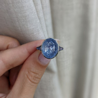 9.62 Ct. Blue Sapphire Antique Style Ring, Platinum 950 Life Style