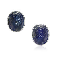 14.64&nbsp;Ct.Tw.Total Carat Weight Blue Sapphire Antique Style Earrings, Platinum & 18K Yellow Video