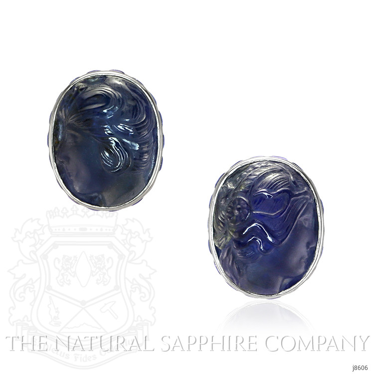 14.64 Ct.Tw. Blue Sapphire Antique Style Earrings, Platinum & 18K Yellow