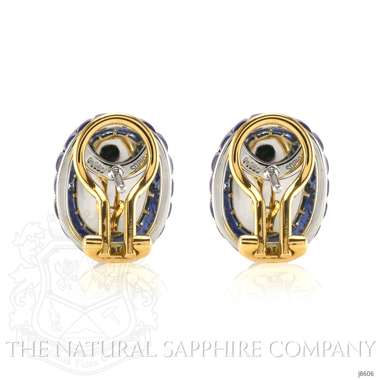 14.64 Ct.Tw. Blue Sapphire Antique Style Earrings, Platinum & 18K Yellow