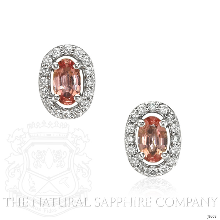 0.65 Ct.Tw. Pink Sapphire and Natural Diamond Pave Earrings, 14K White Gold