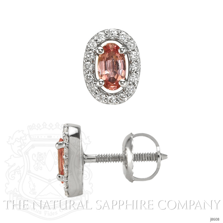 0.65 Ct.Tw. Pink Sapphire and Natural Diamond Pave Earrings, 14K White Gold