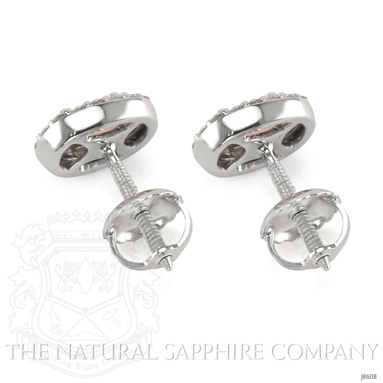 0.65 Ct.Tw. Pink Sapphire and Natural Diamond Pave Earrings, 14K White Gold