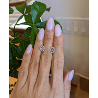 0.65&nbsp;Ct.Tw.Total Carat Weight Pink Sapphire and Natural Diamond Pave Earrings, 14K White Gold Life Style