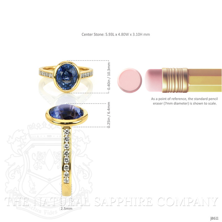 2.58 Ct. Blue Sapphire and Natural Diamond Pave Ring, 18K Yellow Gold