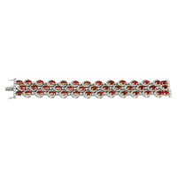 35.79 Ct.Tw. Ruby Natural Diamond Accent Stones Bracelet, 18K White & Yellow Image