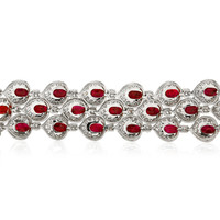 35.79 Ct.Tw. Ruby Natural Diamond Accent Stones Bracelet, 18K White & Yellow Image
