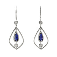 5.71&nbsp;Ct.Tw.Total Carat Weight Blue Sapphire and Natural Diamond Accent Stones Earrings, 18K White Gold Video