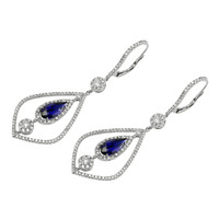 5.71&nbsp;Ct.Tw.Total Carat Weight Blue Sapphire and Natural Diamond Accent Stones Earrings, 18K White Gold Image