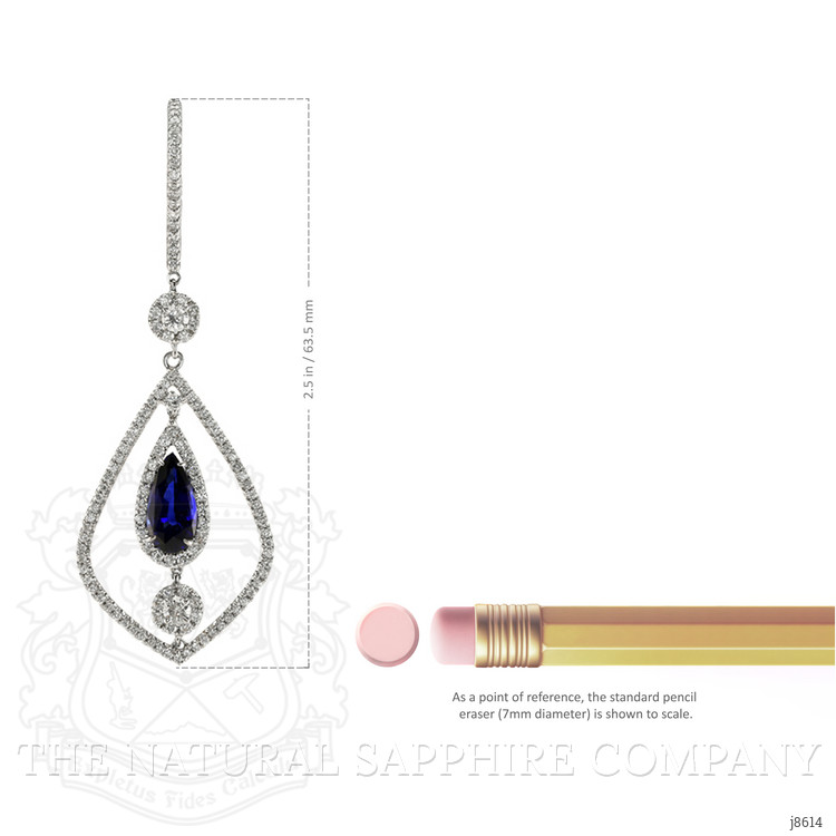 5.71 Ct.Tw. Blue Sapphire and Natural Diamond Accent Stones Earrings, 18K White Gold