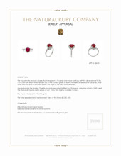 1.73 Ct. Ruby and Natural Diamond Antique Style Ring, 14K White Gold Appraisal