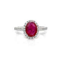 1.73 Ct. Ruby and Natural Diamond Antique Style Ring, 14K White Gold Video