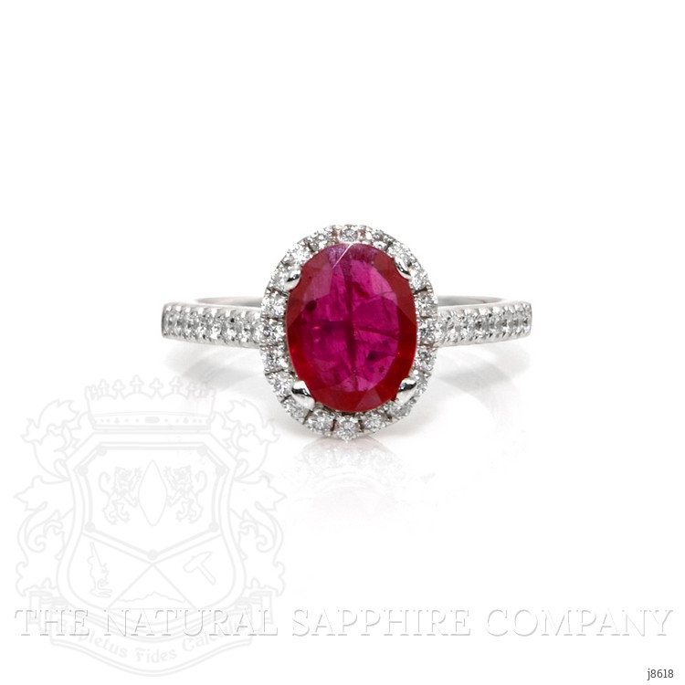 1.73 Ct. Ruby and Natural Diamond Antique Style Ring, 14K White Gold
