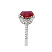 1.73 Ct. Ruby and Natural Diamond Antique Style Ring, 14K White Gold Image