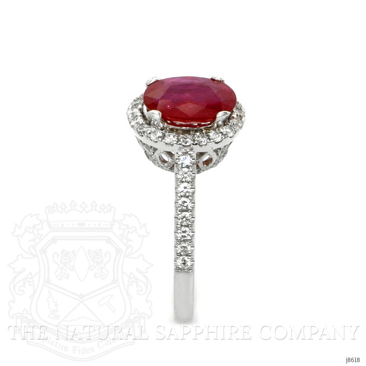 1.73 Ct. Ruby and Natural Diamond Antique Style Ring, 14K White Gold