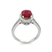 1.73 Ct. Ruby and Natural Diamond Antique Style Ring, 14K White Gold Image