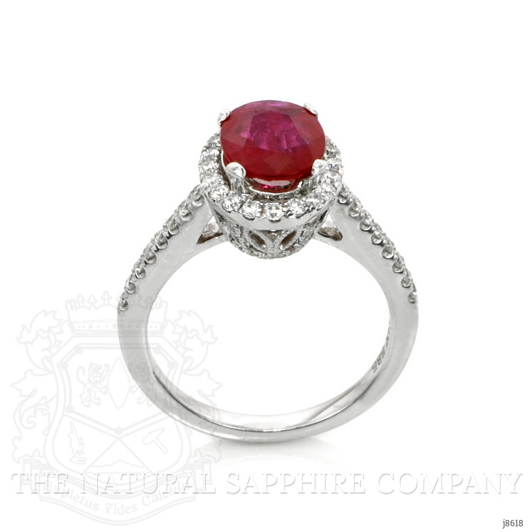 1.73 Ct. Ruby and Natural Diamond Antique Style Ring, 14K White Gold
