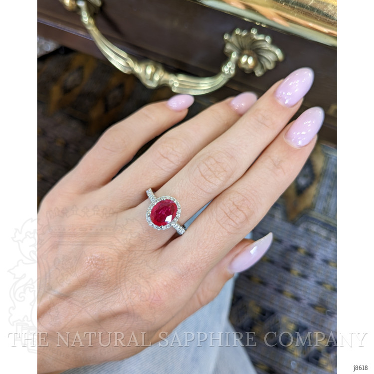 1.73 Ct. Ruby and Natural Diamond Antique Style Ring, 14K White Gold