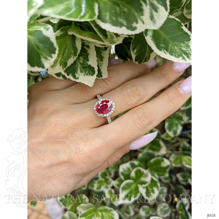 1.73 Ct. Ruby and Natural Diamond Antique Style Ring, 14K White Gold