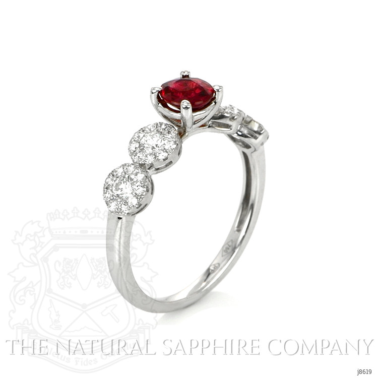 0.57 Ct. Ruby Natural Diamond Accent Stones Ring, 18K White Gold