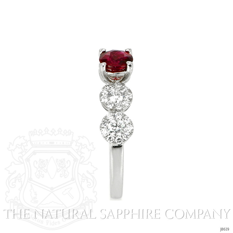 0.57 Ct. Ruby Natural Diamond Accent Stones Ring, 18K White Gold