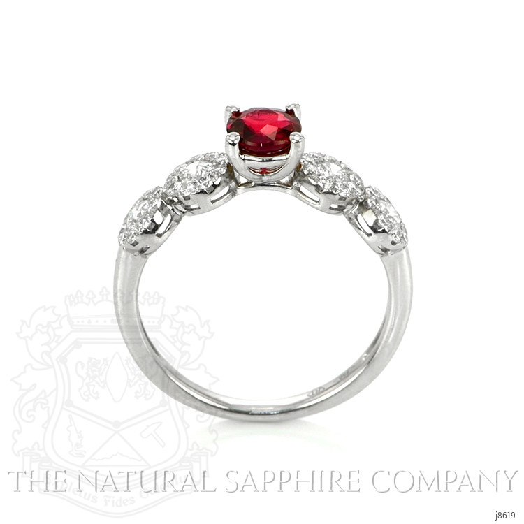 0.57 Ct. Ruby Natural Diamond Accent Stones Ring, 18K White Gold