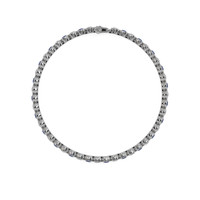 1.16 Ct.Tw. Blue Sapphire and Natural Diamond Bezel Bracelet, 14K White Gold Image