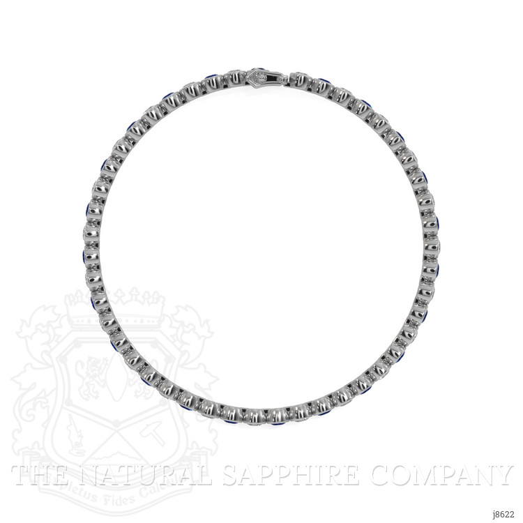 1.16 Ct.Tw. Blue Sapphire and Natural Diamond Bezel Bracelet, 14K White Gold