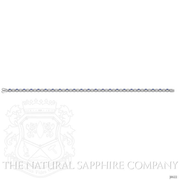 1.16 Ct.Tw. Blue Sapphire and Natural Diamond Bezel Bracelet, 14K White Gold