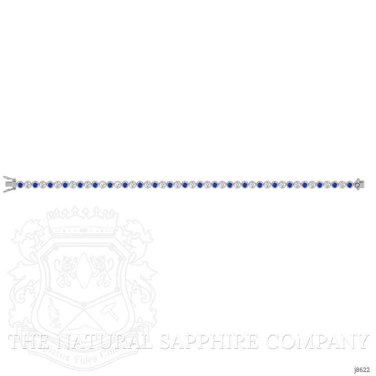 1.16 Ct.Tw. Blue Sapphire and Natural Diamond Bezel Bracelet, 14K White Gold