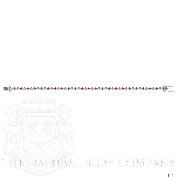1.23 Ct.Tw. Ruby Natural Diamond Bezel Bracelet, 14K White Gold