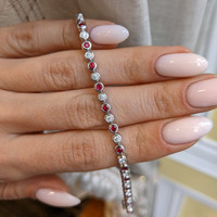 1.23 Ct.Tw. Ruby Natural Diamond Bezel Bracelet, 14K White Gold Life Style