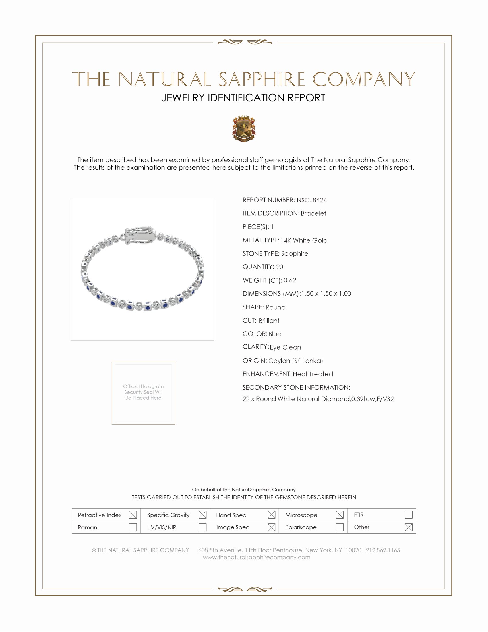 0.62 Ct.Tw. Blue Sapphire and Natural Diamond Bezel Bracelet, 14K White Gold