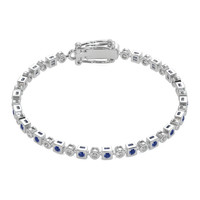 0.62 Ct.Tw.Total Carat Weight Sapphire Natural Diamond Bezel Bracelet, 14K White Gold Video