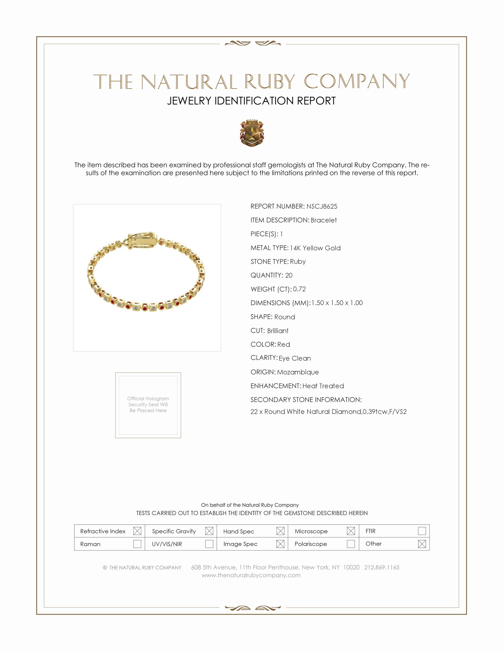 0.72 Ct.Tw. Ruby and Natural Diamond Bezel Bracelet, 14K Yellow Gold