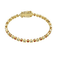 0.72 Ct.Tw. Ruby Natural Diamond Bezel Bracelet, 14K Yellow Gold Video