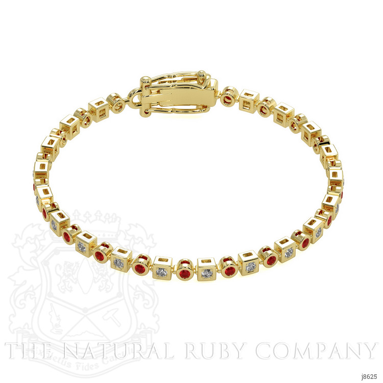 0.72 Ct.Tw. Ruby Natural Diamond Bezel Bracelet, 14K Yellow Gold