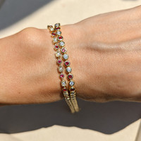 0.72 Ct.Tw. Ruby Natural Diamond Bezel Bracelet, 14K Yellow Gold Life Style