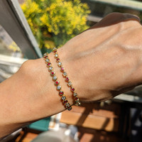 0.72 Ct.Tw. Ruby Natural Diamond Bezel Bracelet, 14K Yellow Gold Life Style