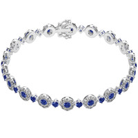 3.69 Ct.Tw.Total Carat Weight Sapphire Natural Diamond Pave Bracelet, 14K White Gold Video