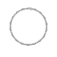 3.69 Ct.Tw. Blue Sapphire and Natural Diamond Pave Bracelet, 14K White Gold Image