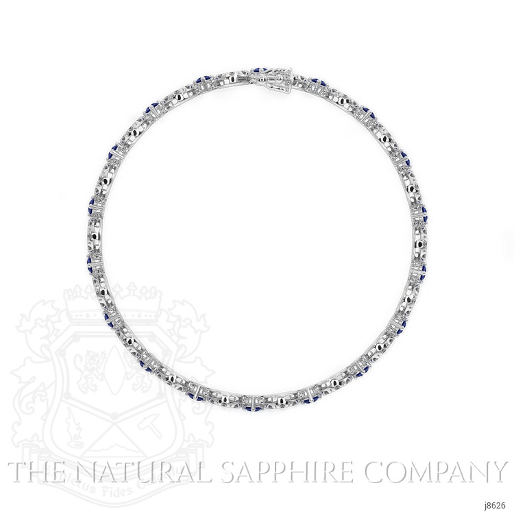 3.69 Ct.Tw. Blue Sapphire and Natural Diamond Pave Bracelet, 14K White Gold