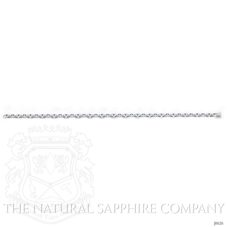 3.69 Ct.Tw. Blue Sapphire and Natural Diamond Pave Bracelet, 14K White Gold