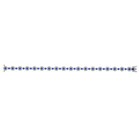 3.69 Ct.Tw. Blue Sapphire and Natural Diamond Pave Bracelet, 14K White Gold Image