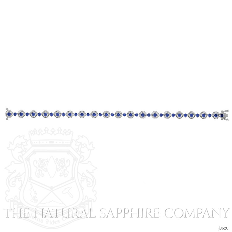 3.69 Ct.Tw. Blue Sapphire and Natural Diamond Pave Bracelet, 14K White Gold