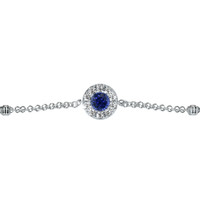 0.41 Ct.Tw.Total Carat Weight Blue Sapphire and Natural Diamond Pave Bracelet, 14K White Gold Image