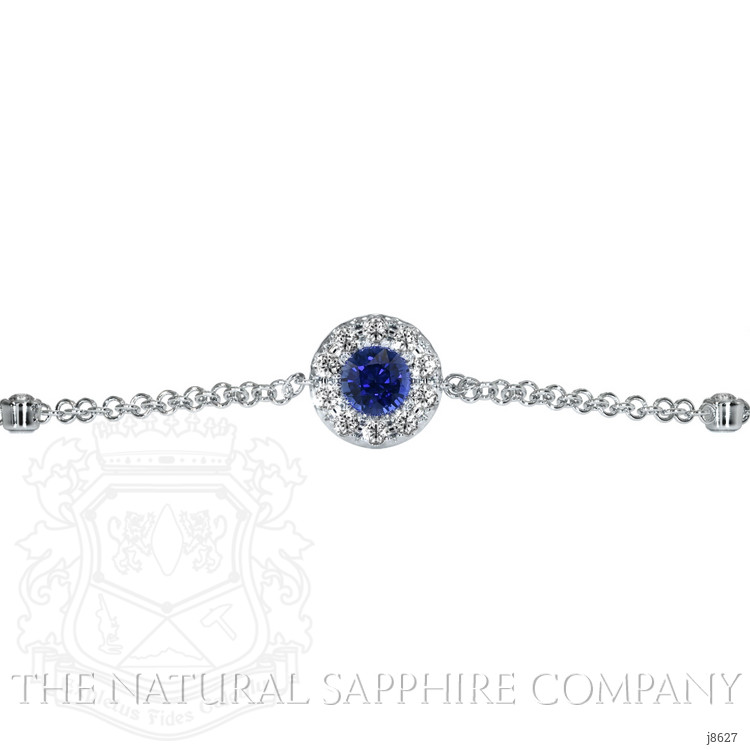 0.41 Ct.Tw. Blue Sapphire and Natural Diamond Pave Bracelet, 14K White Gold