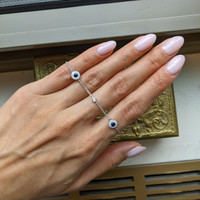 0.41&nbsp;Ct.Tw.Total Carat Weight Blue Sapphire and Natural Diamond Pave Bracelet, 14K White Gold Life Style