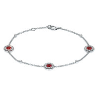 0.46 Ct.Tw. Ruby Natural Diamond Pave Bracelet, 14K White Gold Video