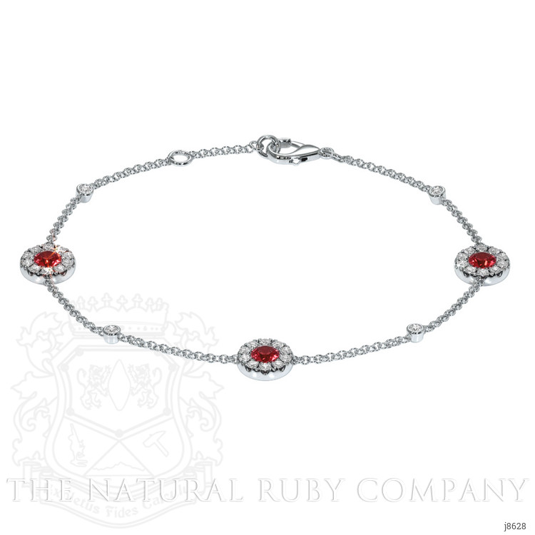 0.46 Ct.Tw. Ruby Natural Diamond Pave Bracelet, 14K White Gold